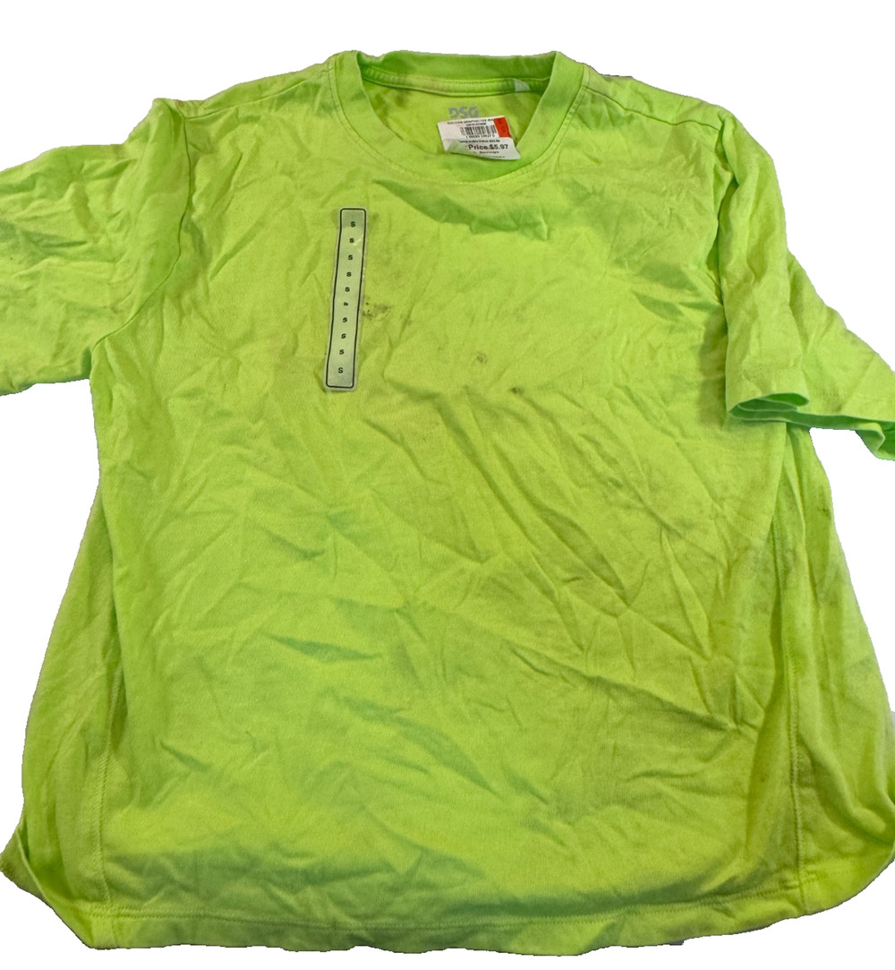 DSG Girls Short Sleeve Crew Neck T-Shirt Neon Pear Green Size Small NWT Flaw